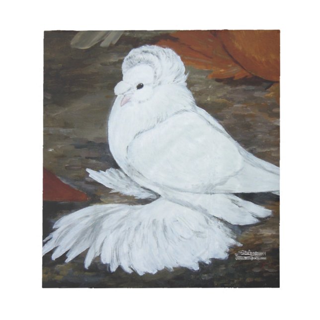 White English Trumpeter Pigeon Notepad (Front)