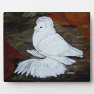 White English Trumpeter Pigeon Plaque