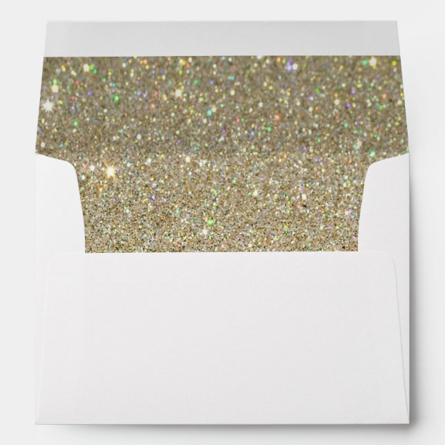 White Envelope, Gold Glitter Lined Envelopes (Back (Bottom))