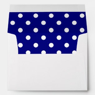 White Envelope, Navy Blue Polka Dot Lined Envelopes