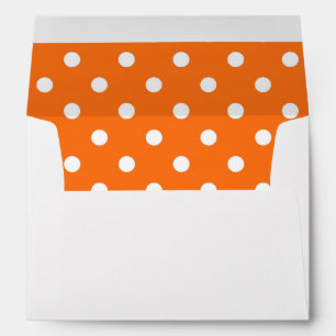 White Envelope, Orange Polka Dot Lined Envelopes