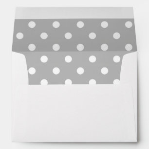 White Envelope, Silver Grey Polka Dot Lined Envelopes
