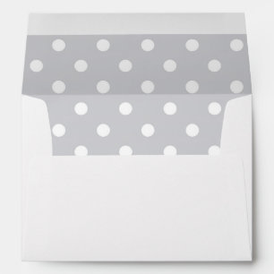 White Envelope, Silver Polka Dot Lined Envelopes