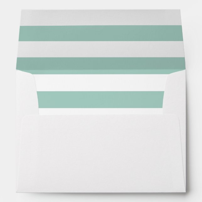White Envelope With Mint Green and White Stripes (Back (Bottom))