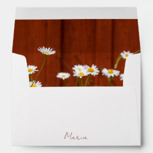 White Envelope with Rustic Daisy Photo Liner