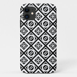 White Equal Sign Geometric Pattern on Black Case-Mate iPhone Case