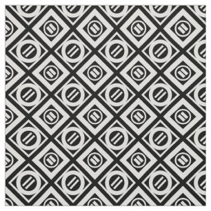 White Equal Sign Geometric Pattern on Black Fabric