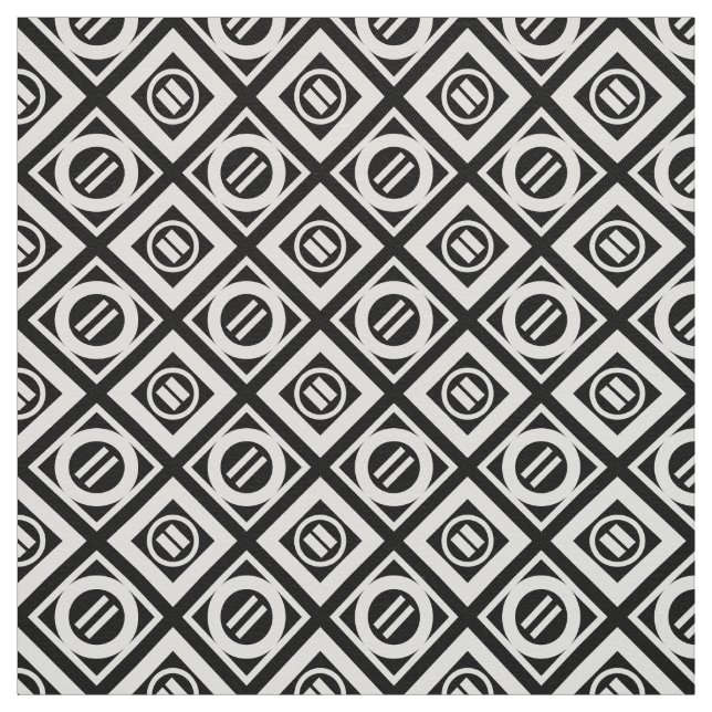 White Equal Sign Geometric Pattern on Black Fabric (Swatch)