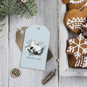 White Ermine Blue Christmas Snowflakes Gift Tags