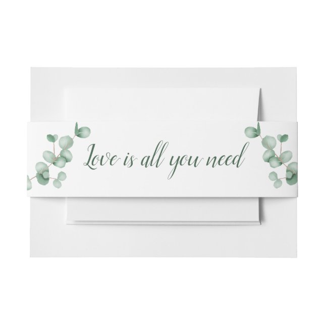White Eucalyptus Envy Invitation Belly Band (Front Example)