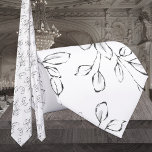 White Eucalyptus Greenery Wedding Tie<br><div class="desc">An elegant black and white wedding neck tie featuring a hand drawn eucalyptus outline pattern against a pure white background. Makes a perfect wedding neck tie for groom,  groomsman and bridal party.</div>