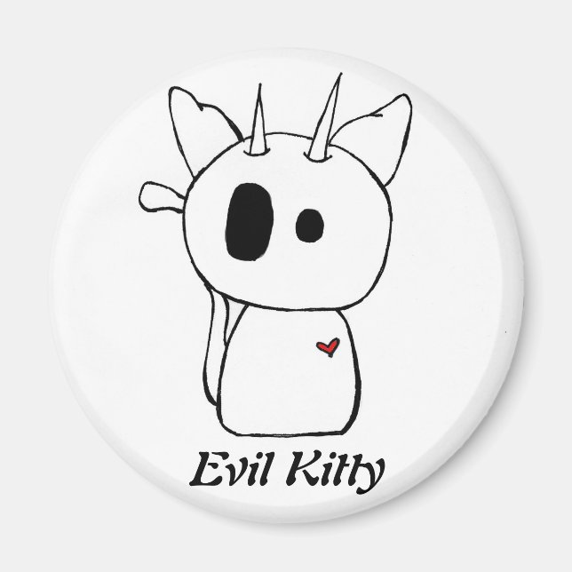 White Evil Kitty Magnet (Front)