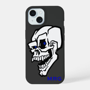White Evil Skull with Blue Eyes  iPhone 15 Case