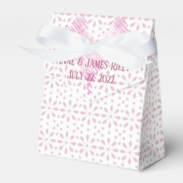 white eyelet wedding design with heart favour box (Front Side)