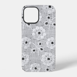White fabric fine lace texture with elegance seaml iPhone 12 case