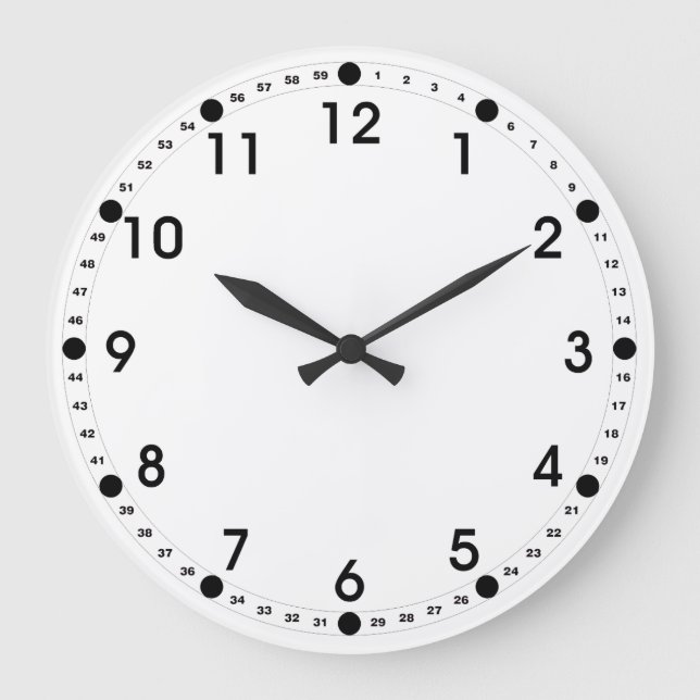 White Face - Black Numbers Large Clock (Front)