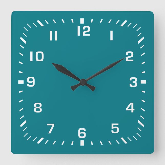 White Face Numbers with Square Minute Ticks Square Wall Clock (Front)