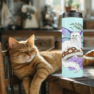 White Fairy Cat Mushroom Thermal Tumbler