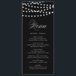 White Fairy Lights | Black Wedding Menu Card<br><div class="desc">Customisable menu card featuring white whimsical fairy lights. Other colours are available. This is a part of a wedding suite "FAIRY LIGHTS" - matching items are available.</div>