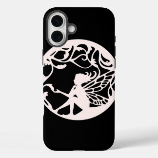 White Fairy on Black Background iPhone 16 Plus Case
