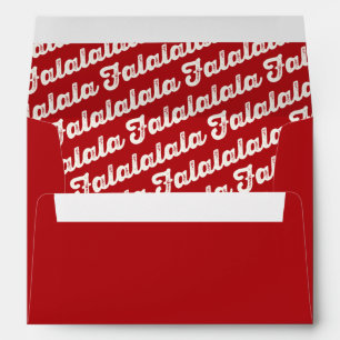 White Falalalala Bold Script On Red Modern Holiday Envelopes