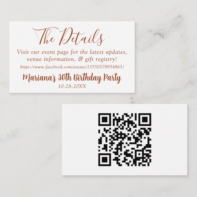 White Fall Event Details Web Page Enclosure Card (Front/Back)