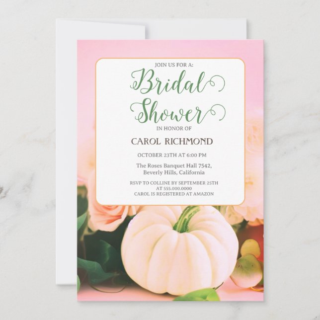 White fall floral Bridal Shower Photo Invitation (Front)
