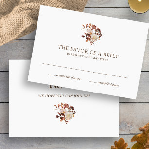 White Fall Terracotta Watercolor Floral Wedding RSVP Card