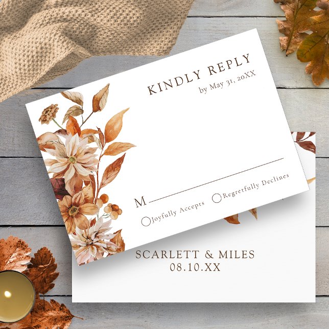 White Fall Terracotta Watercolor Floral Wedding RSVP Card (White Fall Terracotta Watercolor Floral Wedding RSVP Card by Painted Paperie
)