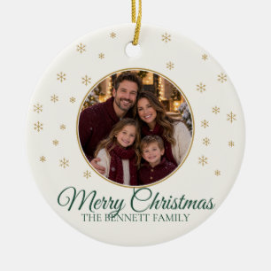 White Family Christmas Snowflake Photo Ceramic Tree Decoration