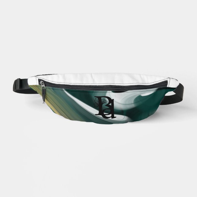 White Fanny Pack Trend Abstract Art Black Green (Front)