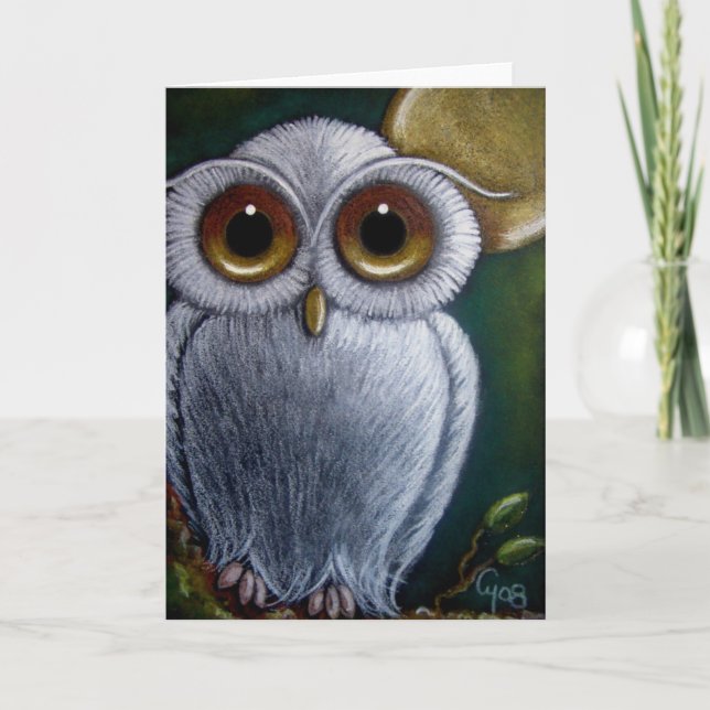 WHITE FANTASY BABY OWL Card (Front)