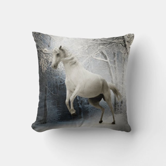 White Fantasy Horse Cushion (Front)