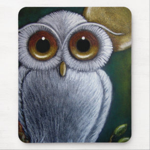 WHITE FANTASY OWL Mousepad