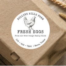 White Farm Fresh Chicken Hen Egg Carton Label