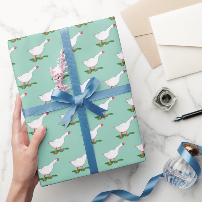 white farm goose wrapping paper (Gifting)