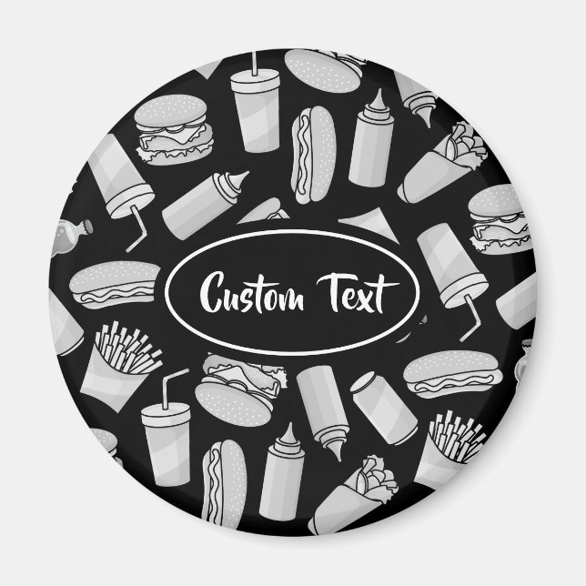 White Fast Food Icons Pattern Magnet (Front)
