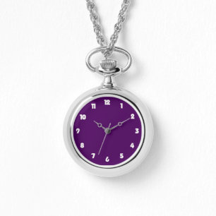 White Fat Numbers On Purple Womens cn Watch