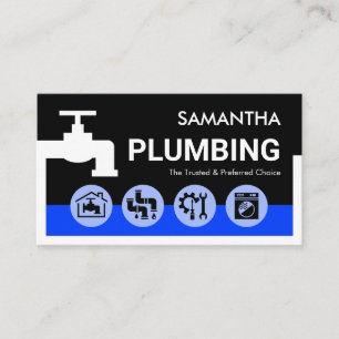 White Faucet Blue Water Pipe Frame Business Card