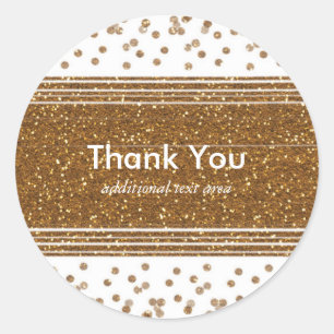 White Faux Brushed Gold Glitter Party Stickers