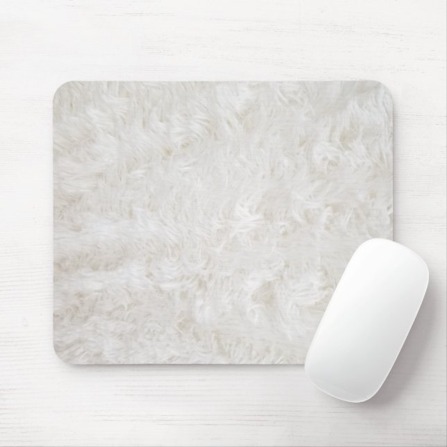 White Faux Fur Mouse Pad (With Mouse)