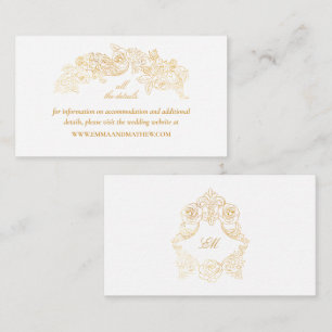 White & Faux Gold Foil Baroque Wedding Website Enclosure Card