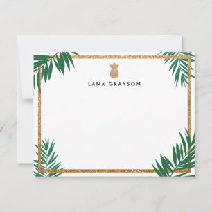 White Faux Gold Glitter Pineapple Personalised Thank You Card
