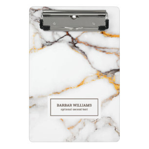 White faux marble beige and grey accents mini clipboard