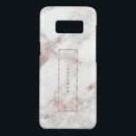 White Faux Marble Monogram Case-Mate Samsung Galaxy S8 Case<br><div class="desc">Simple elegant modern light-grey faux marble stone with rose-gold accent frame and customisable monogram.</div>