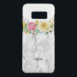 White Faux Marble & Watercolors Flowers Bouquet Case-Mate Samsung Galaxy S8 Case<br><div class="desc">Elegant modern white and grey faux marble stone with colourful flowers bouquet and customisable monogram.
Touch of gold and changeable white background colour.</div>