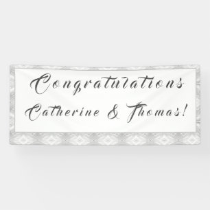 White Faux-Satin Congratulations Banner