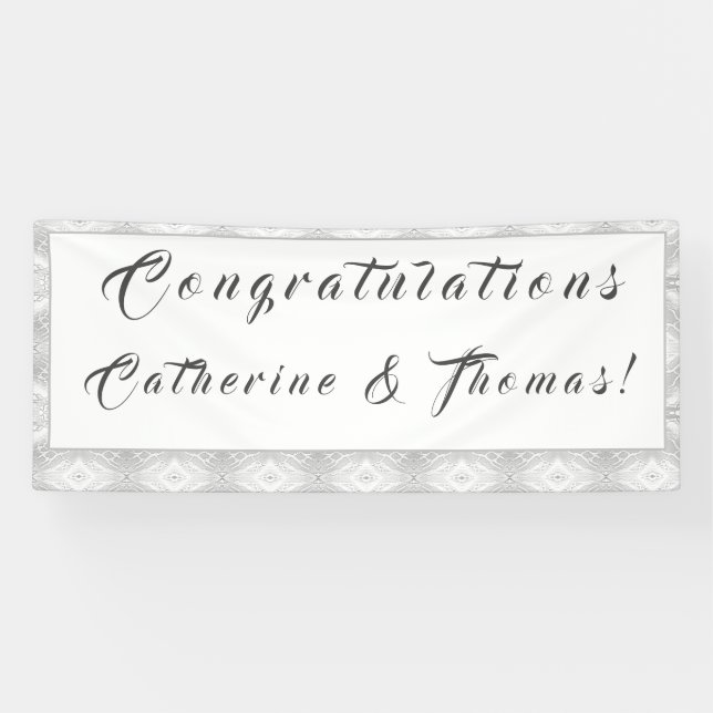 White Faux-Satin Congratulations Banner (Horizontal)