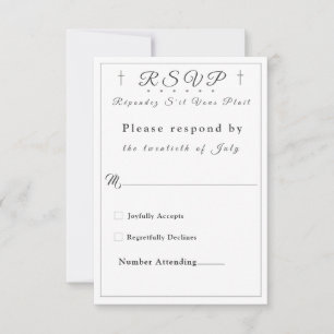White Faux-Satin Monogrammed Response Card