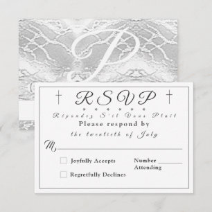White Faux-Satin Monogrammed Response Card
